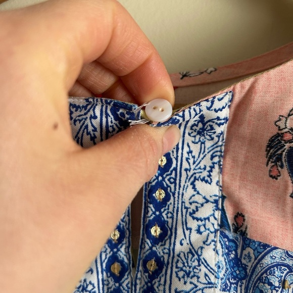 Cottagecore Floral Patchwork Midi Short Sleeve Dress - Picture 9 of 10